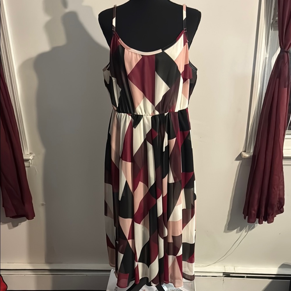Geometric Print Sleeveless Dress - Multicolor